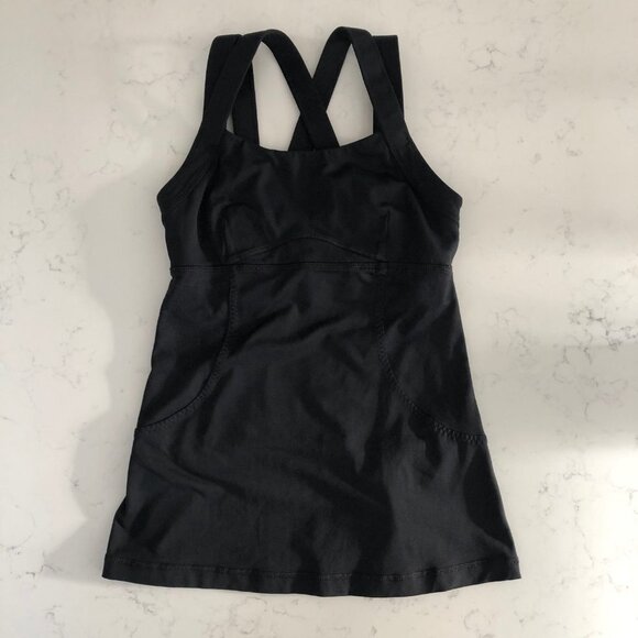 Lululemon Chaturanga Strappy Criss Cross Yoga Tank Top Luxtreme Black Sz 4 - Picture 3 of 13